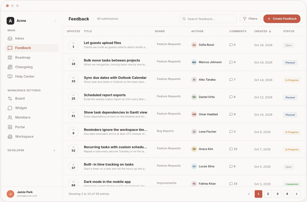 FeedLog feedback boards, roadmap and changelog